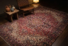 Red Heriz Wool Hand Knotted Rug 10 ft x 13 ft , Regal Medallion Legacy