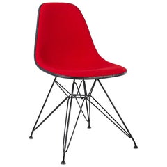 Red Herman Miller Eames Upholstered DSR Dining Side Shell Chair