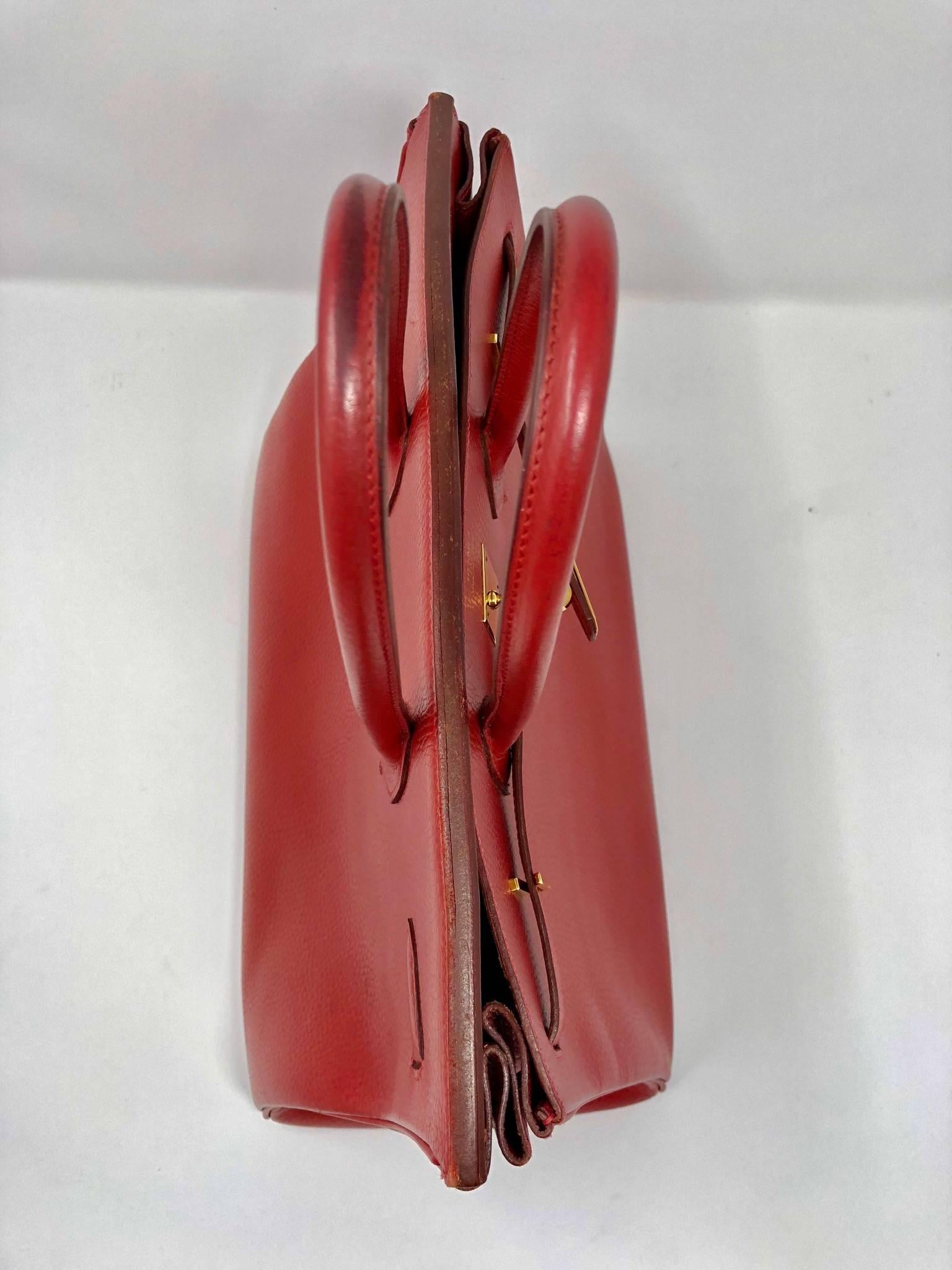 Hermes Red Birkin 35 Bag In Good Condition In Athens, GA