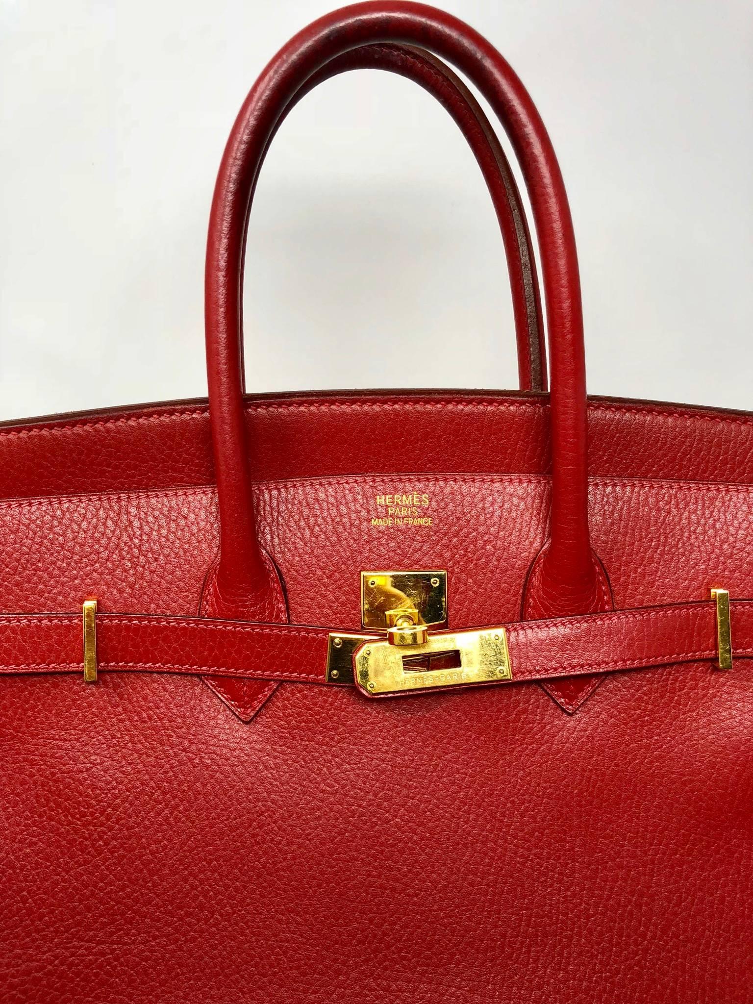 Women's or Men's Hermes Red Birkin 35 Bag