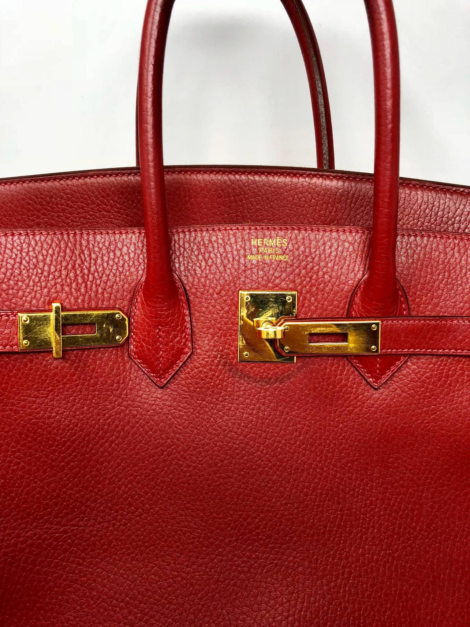 Hermes Red Birkin 35 Bag 1