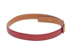 Red Hermes Leather Logo Belt Size US S