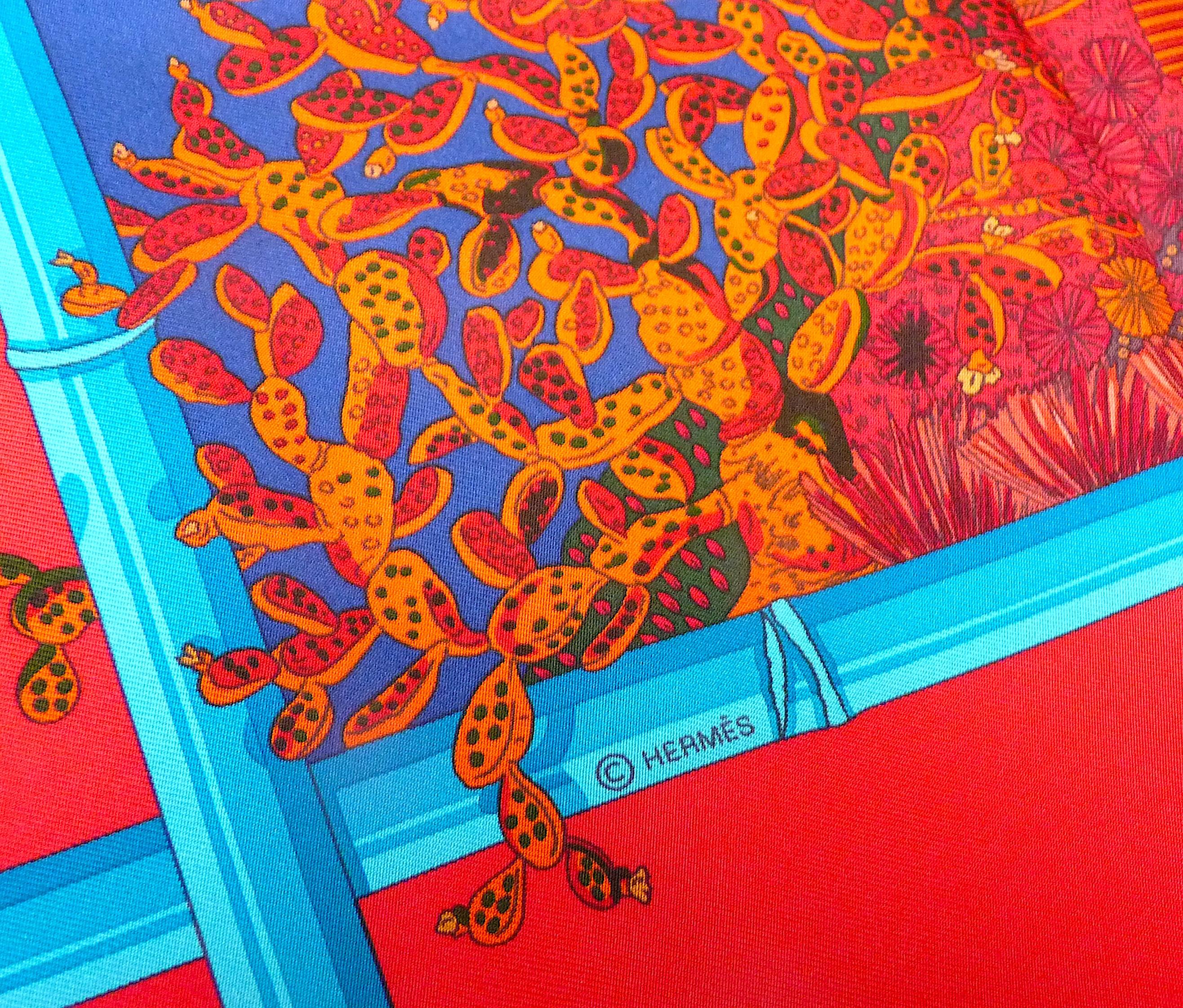 Foulard en soie Hermès rouge 35