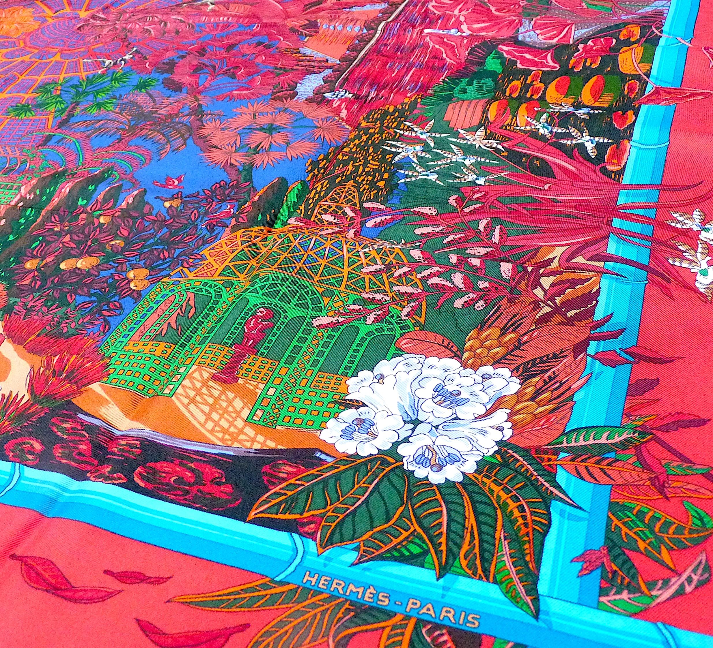 Foulard en soie Hermès rouge 35