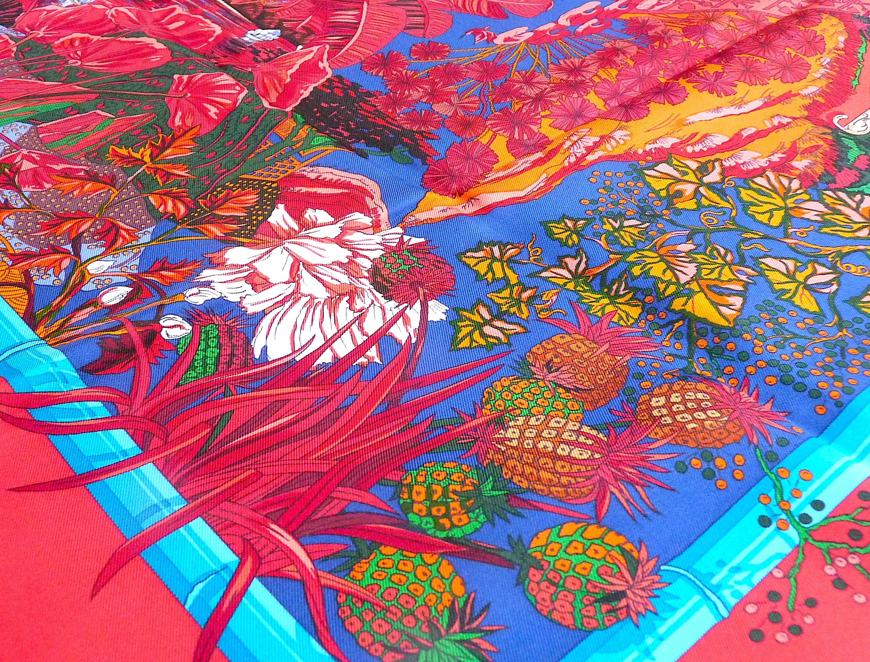 Foulard en soie Hermès rouge 35