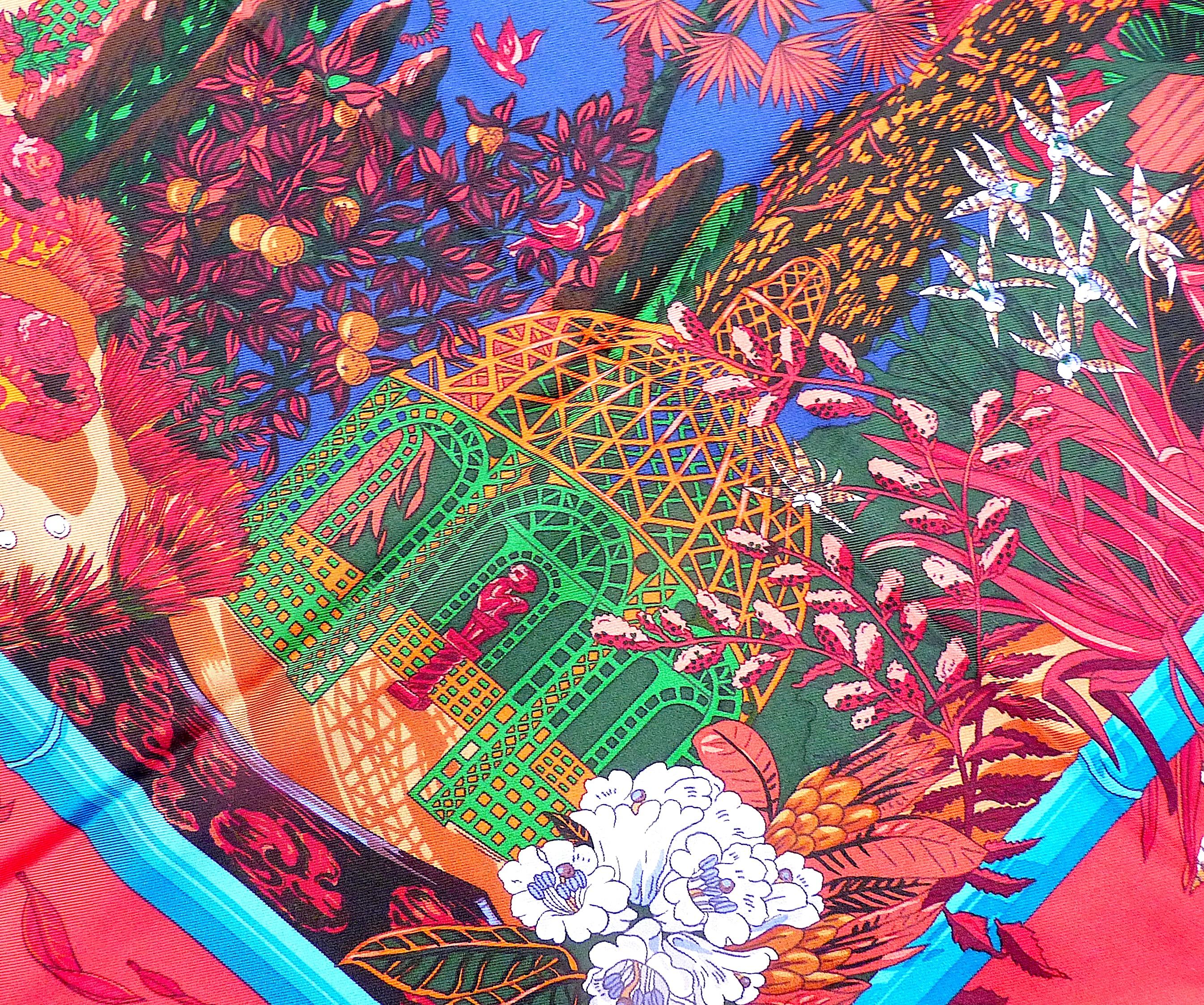 Foulard en soie Hermès rouge 35