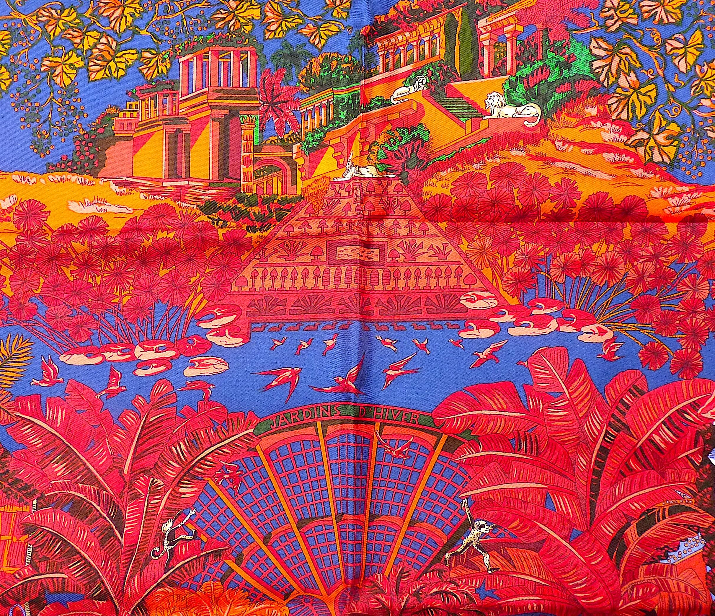 Foulard en soie Hermès rouge 35