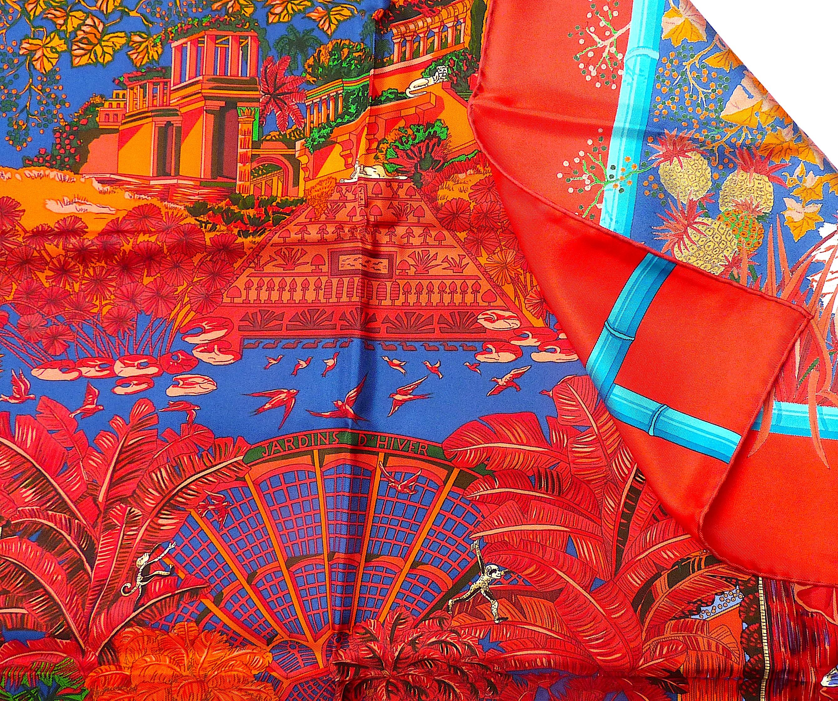 Foulard en soie Hermès rouge 35