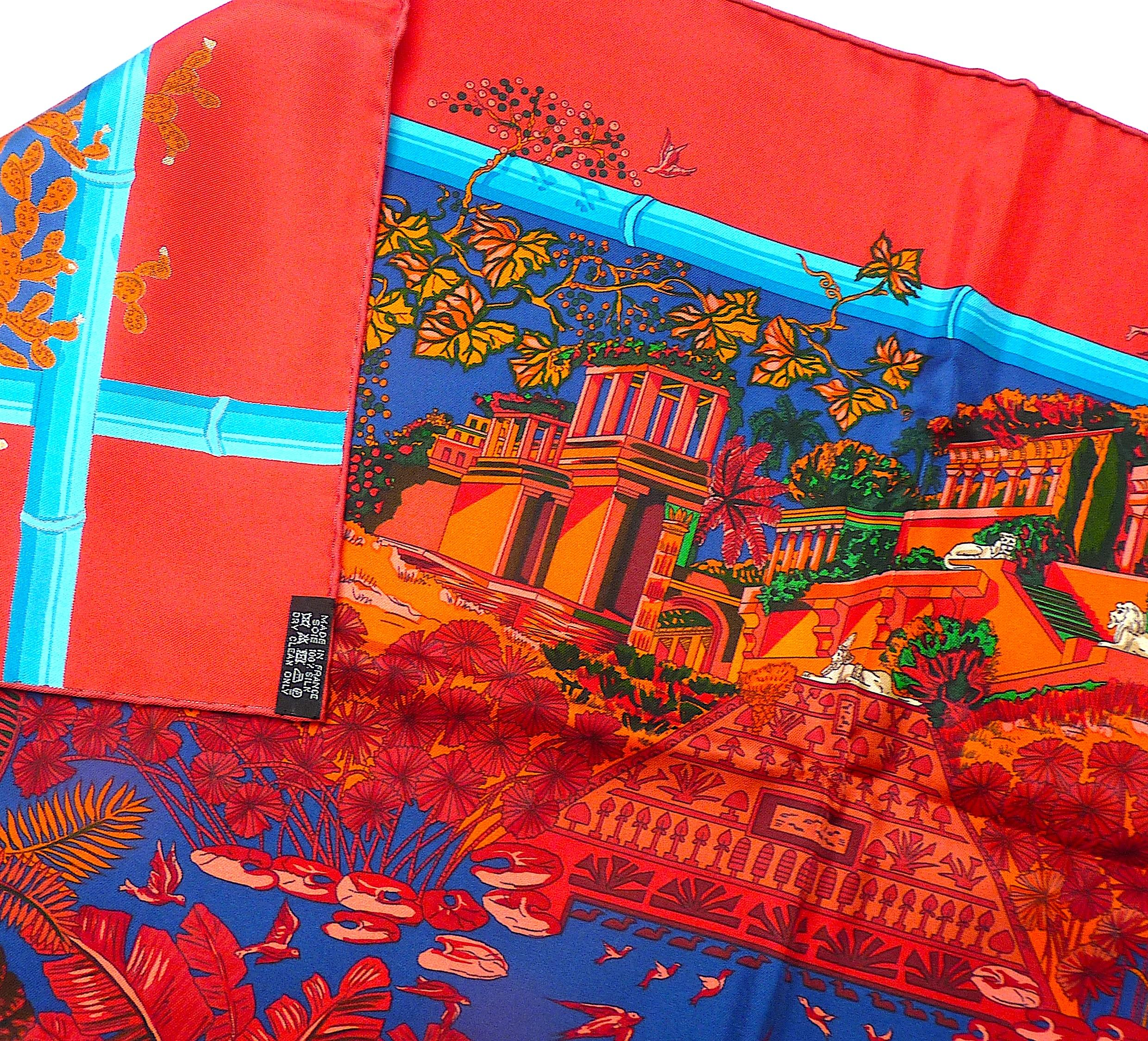 Foulard en soie Hermès rouge 35