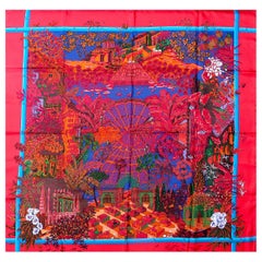 Red Hermes Silk Scarf 35" BRAND NEW with Box "Jardins d'Hiver" by Annie Faivre