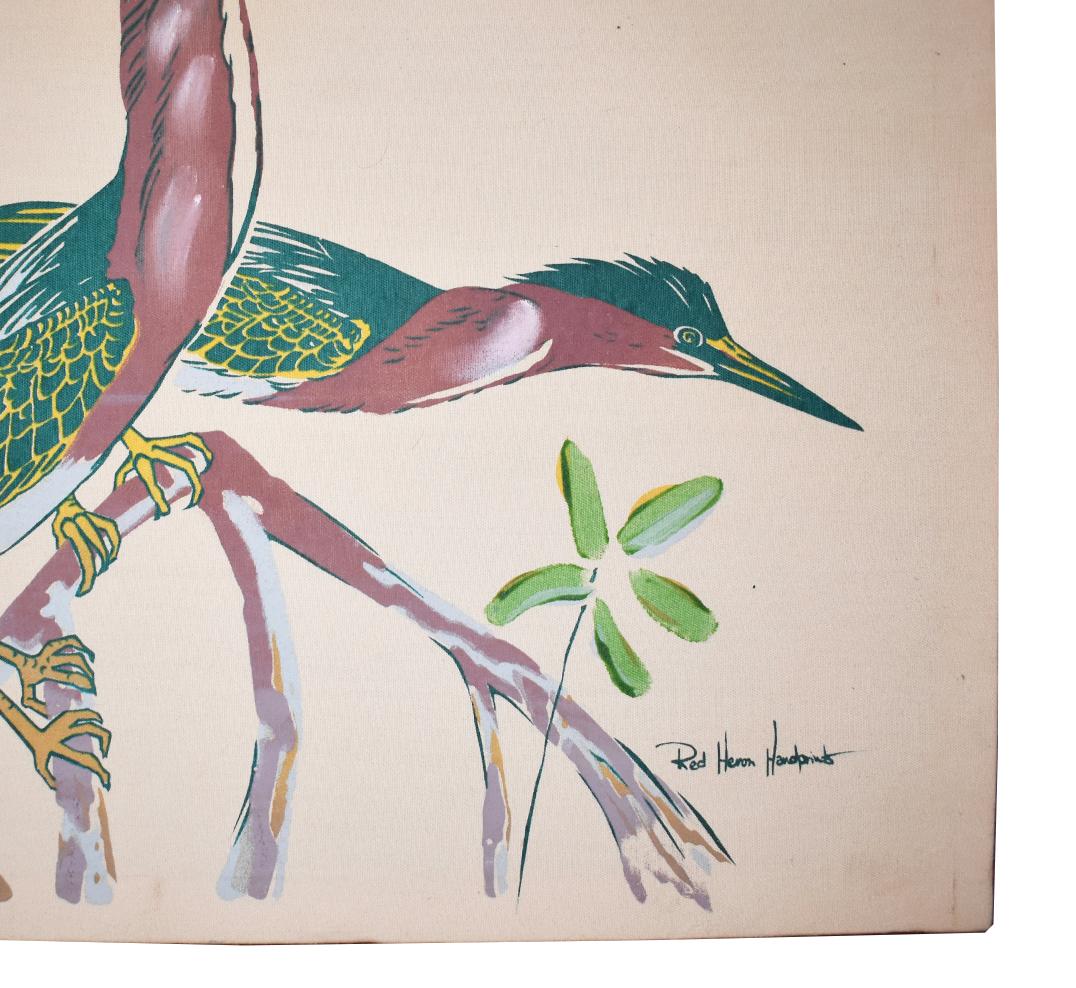 American Red Heron Screen Print Painting on Canvas