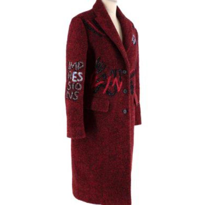 Ermanno Scervino Red Herringbone Tweed Embroidered Coat
 

 - Herringbone tweed in hues of red and black
 - Single breast, notch lapel with button fastening
 - Allover abstract chain stitch embroidery
 - Fully lined
 

 

 This item does not have a