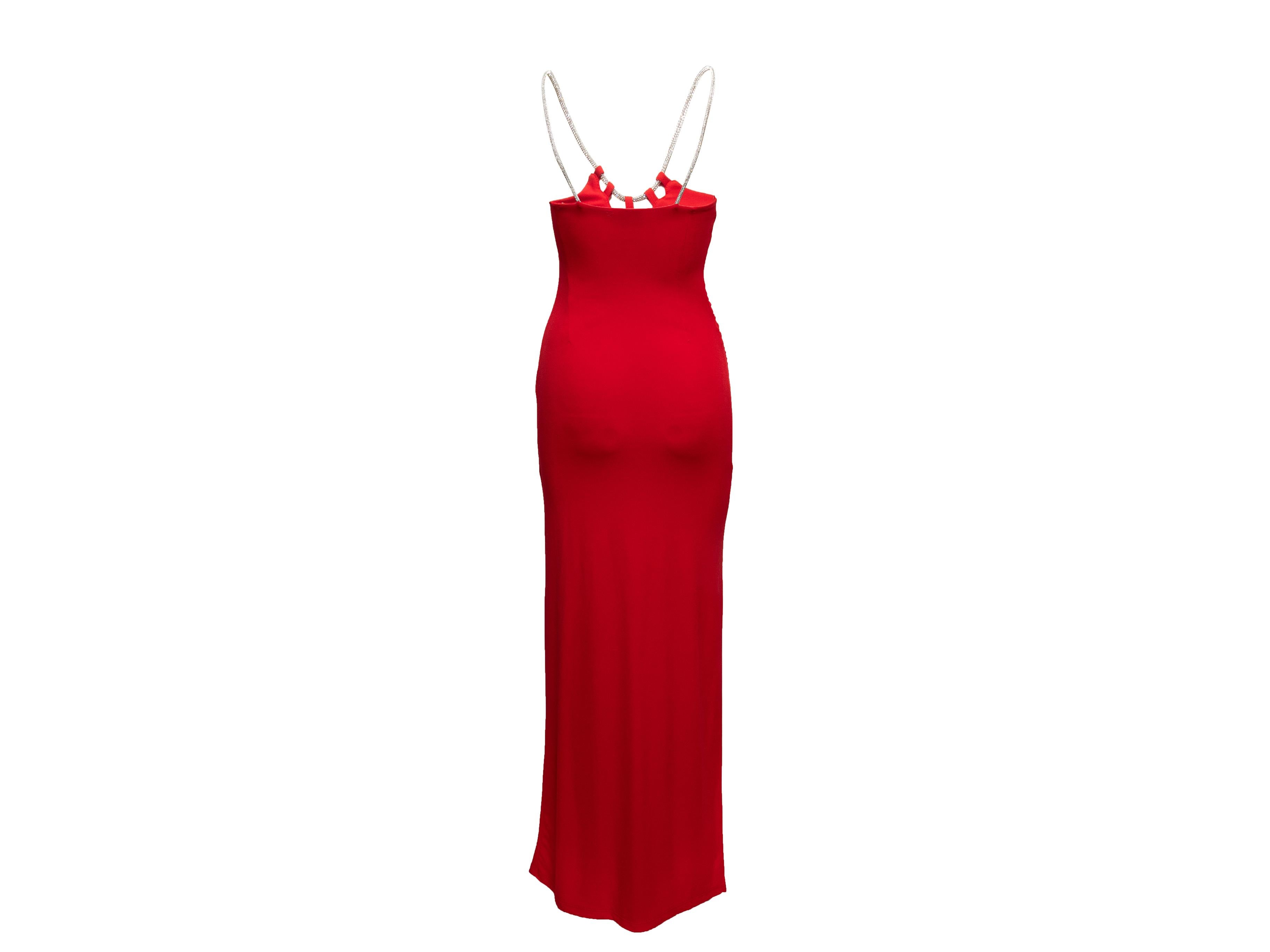 Red Herve Leger Fitted Halter Gown Size US XS Rojo en venta