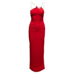 Red Herve Leger Fitted Halter Gown Size US XS