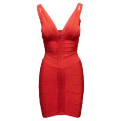 Abito rosso Herve Leger senza maniche a fascia taglia US XS
