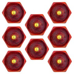 Appliques murales hexagonales en céramique rouge de Hustadt Keramik, Allemagne