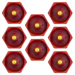 Apliques de cerámica hexagonal roja de Hustadt Keramik, Alemania