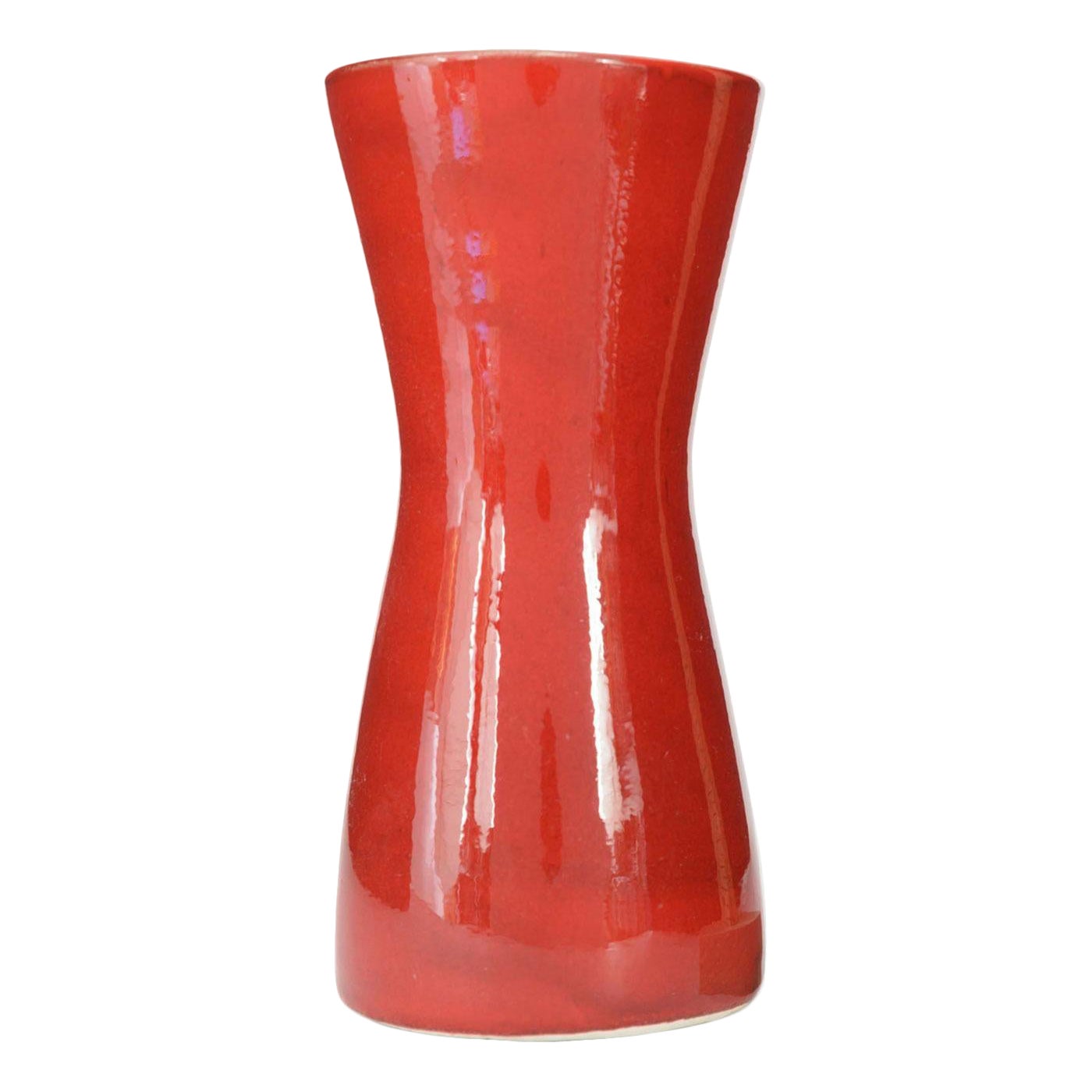 Red Hourglass Shaped Ceramic Vase in vendita
