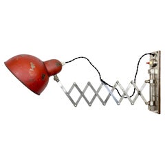 Red Industrial Midcentury Scissor Wall Lamp, 1950s