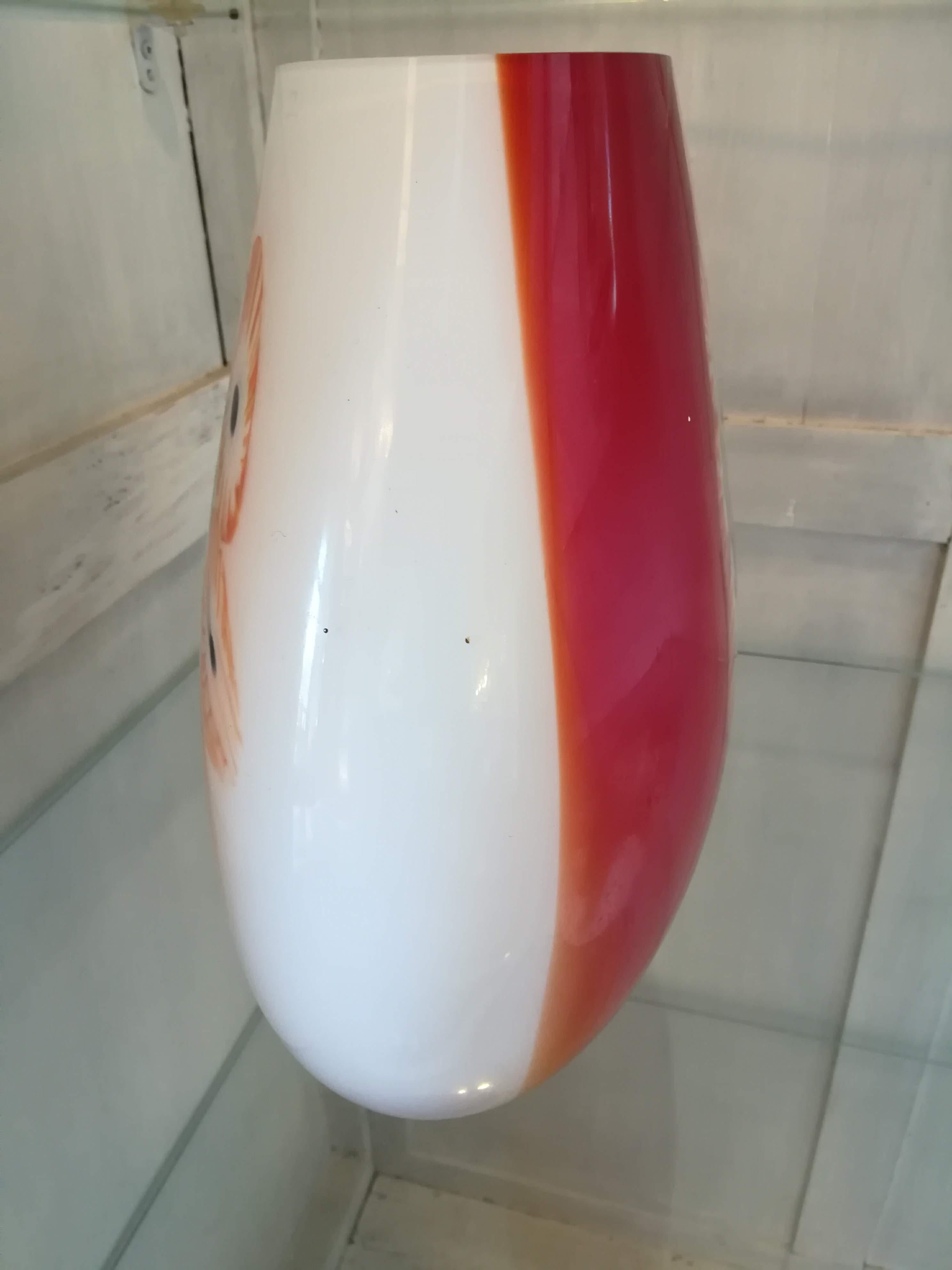 Red Italian Blown Glass Vase (Moderne) im Angebot