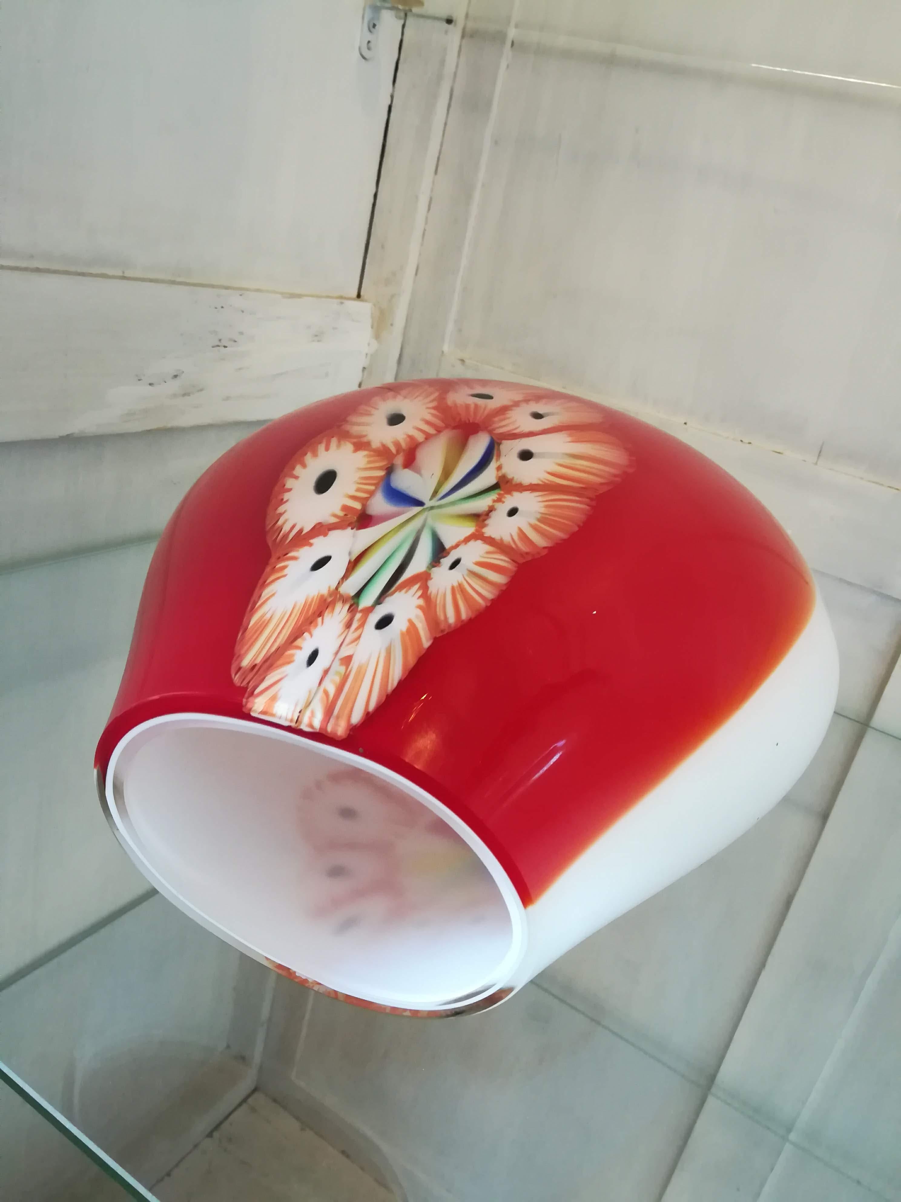 Red Italian Blown Glass Vase im Zustand „Hervorragend“ im Angebot in BORGO VENETO, IT