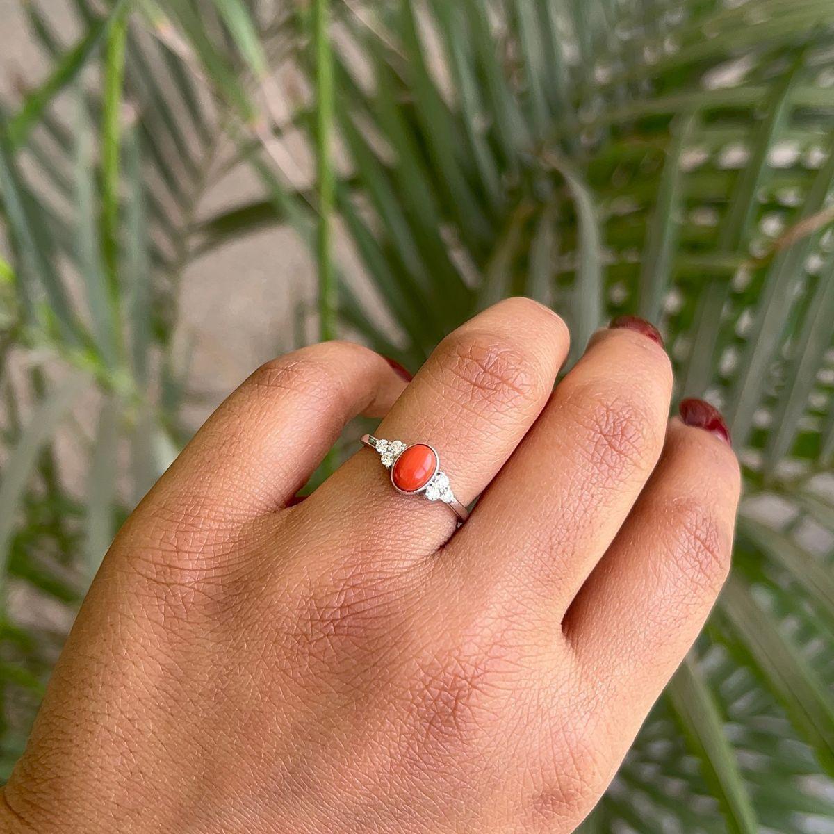 in vendita:  Anello con corallo rosso italiano e strass a grappolo per la festa della mamma in A. Silver 4