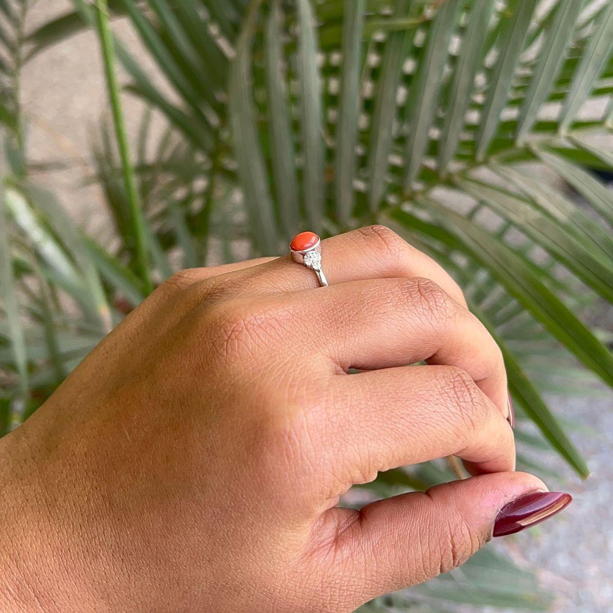 in vendita:  Anello con corallo rosso italiano e strass a grappolo per la festa della mamma in A. Silver 6