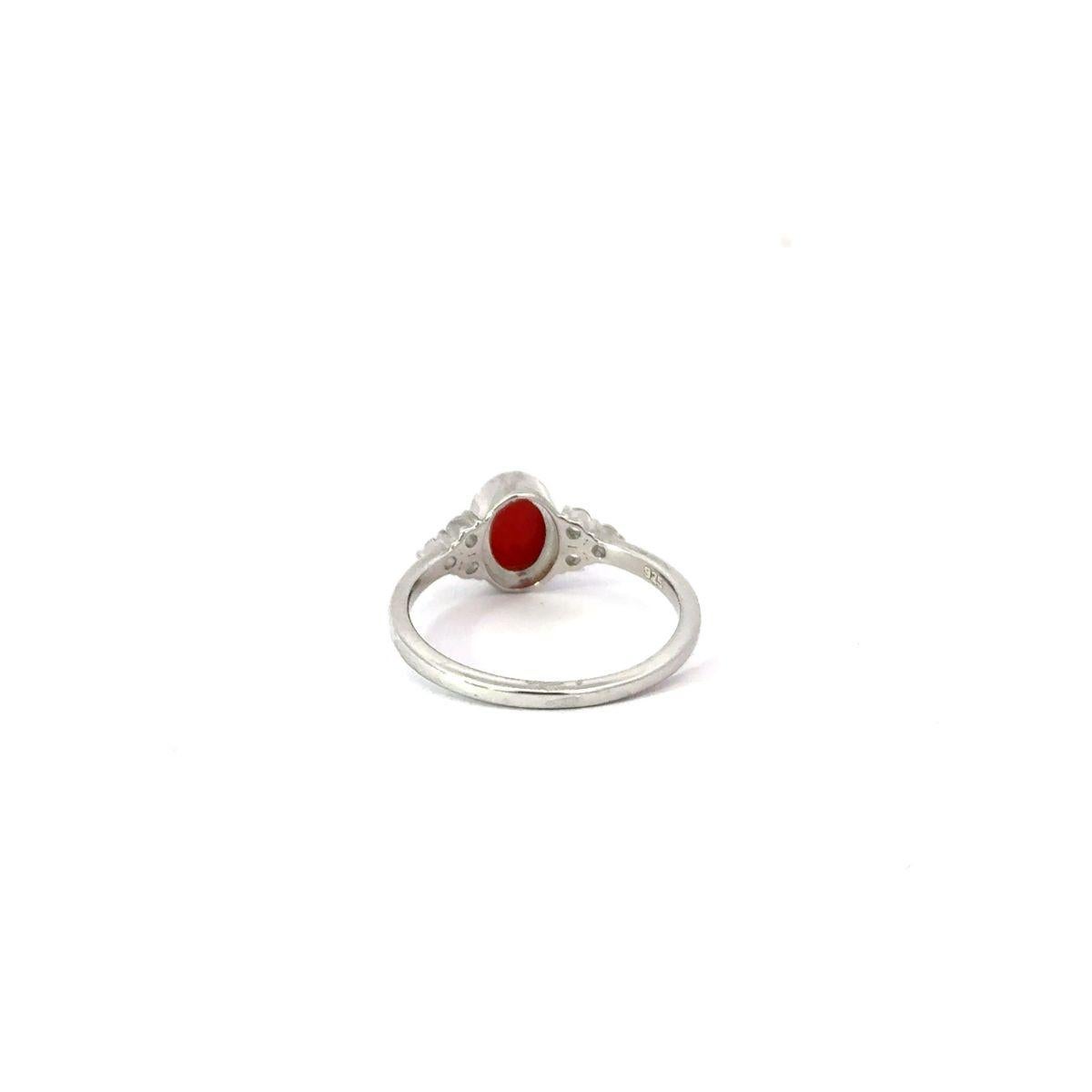 in vendita:  Anello con corallo rosso italiano e strass a grappolo per la festa della mamma in A. Silver 8