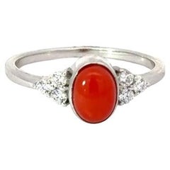 Roter italienischer Koralle und Strass-Cluster-Ring für Muttertagsgeschenk in Silber