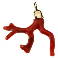 Red Italian Coral Branch Golg 18k