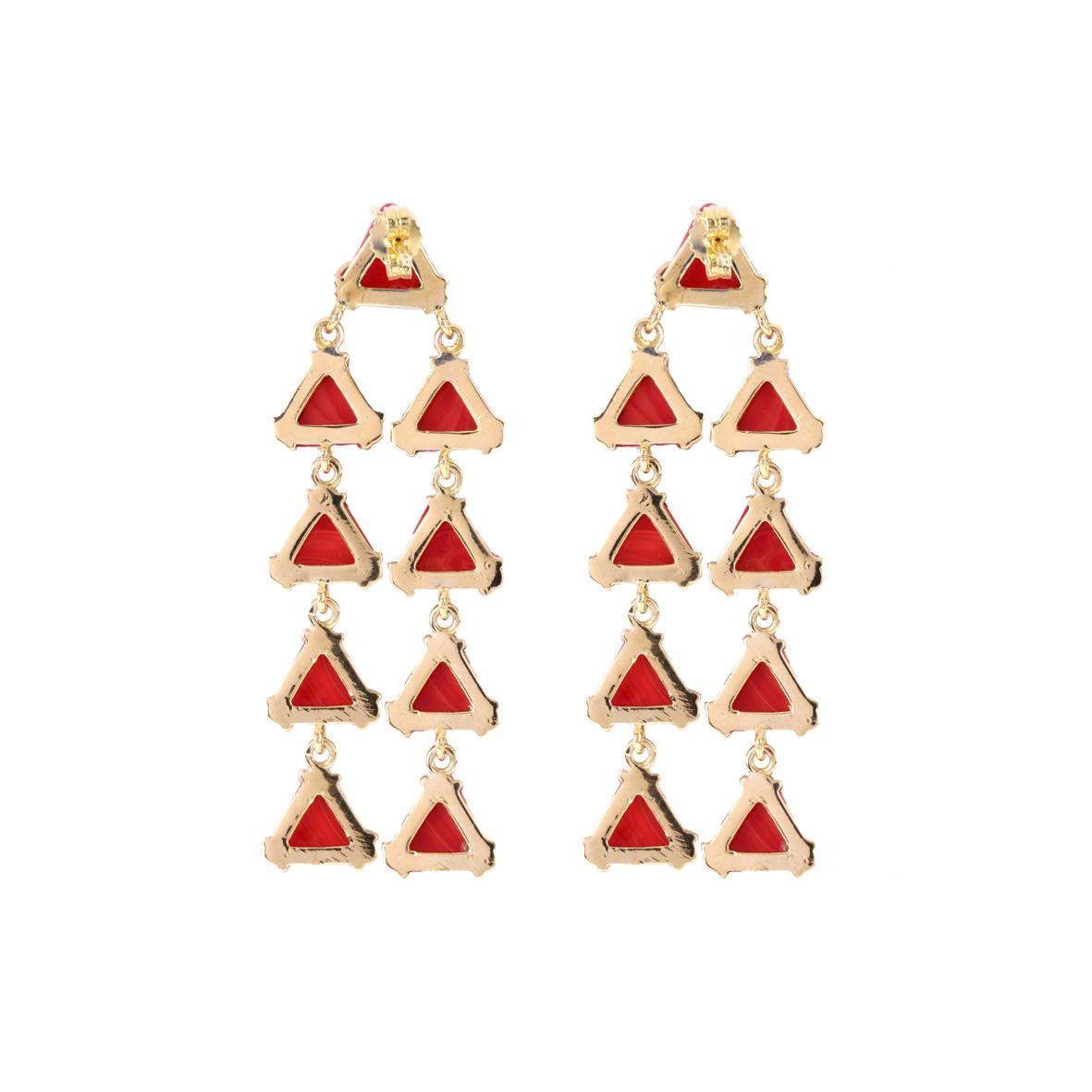 Red Italian coral triangle cabochon chandelier earrings 18 kt yellow gold gr 20, all hand made in italy.
All Giulia Colussi jewelry is new and has never been previously owned or worn. Each item will arrive at your door beautifully gift wrapped in