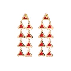 Red Italian Coral Earrings 18 Karat Gold