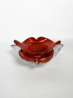 Red Italian glass ashtray, France, 1960