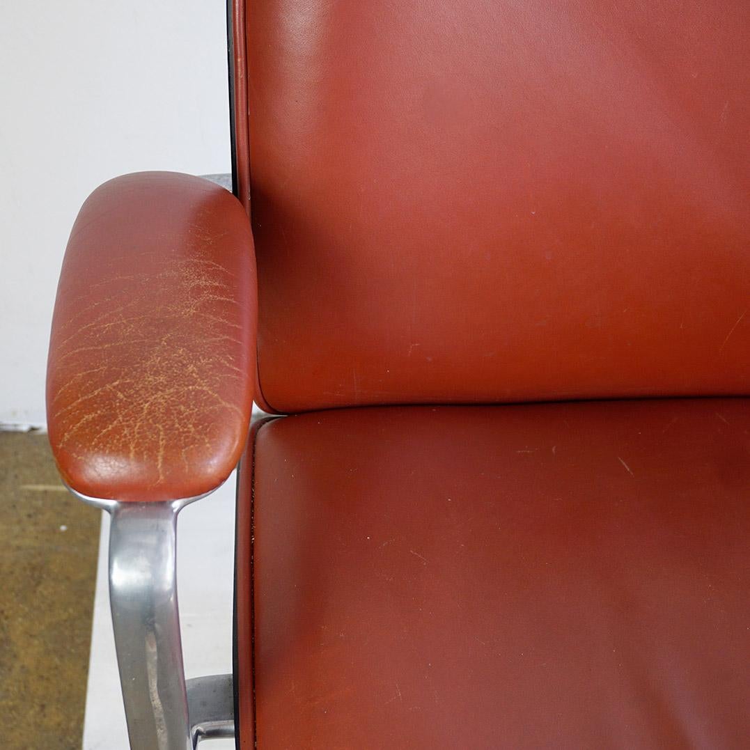 Cast Red Italian Midcentury Office Armchair by Ico Parisi for Mim Roma For Sale