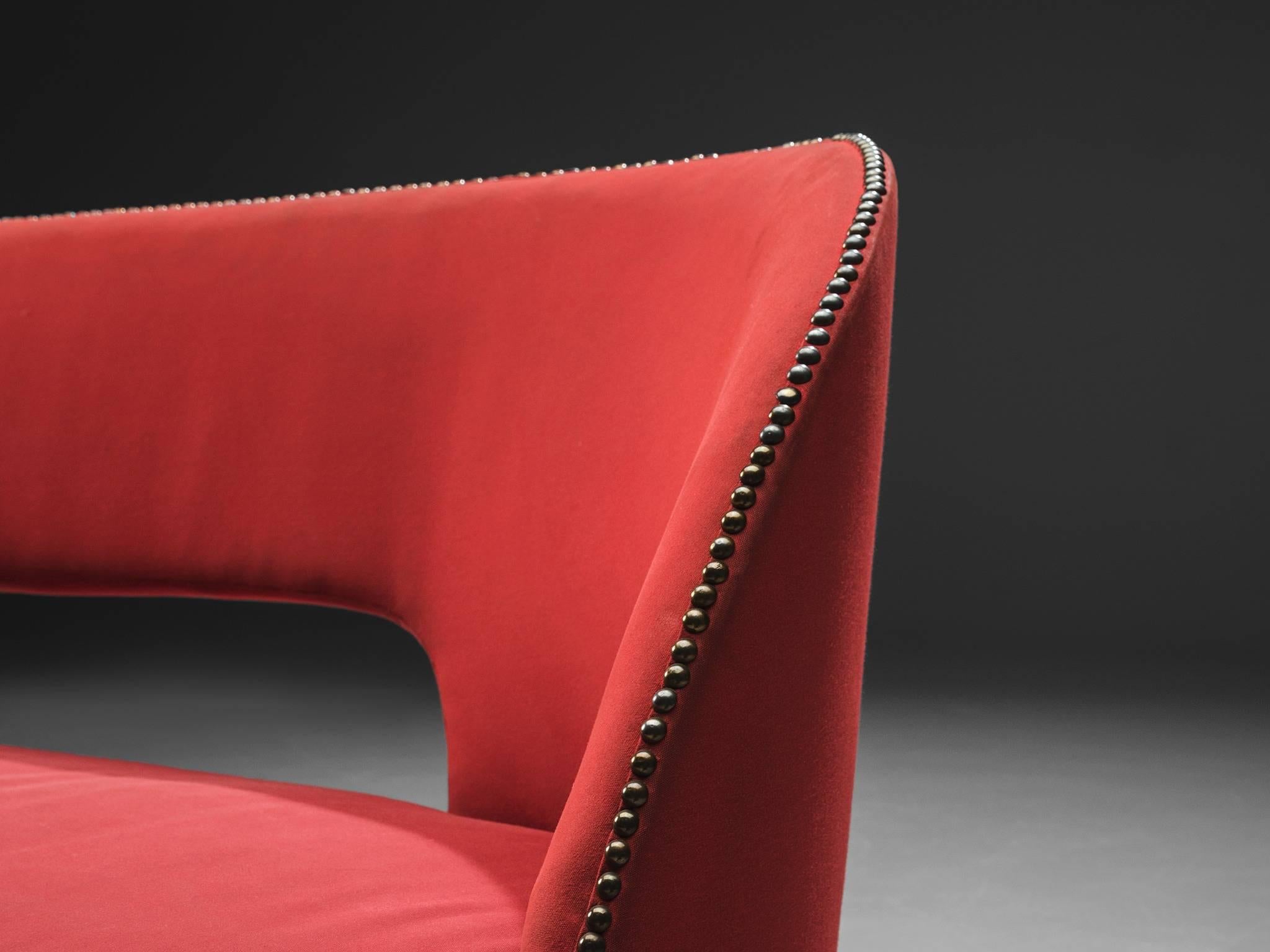 Mid-20th Century Red Italian Settee, circa 1960