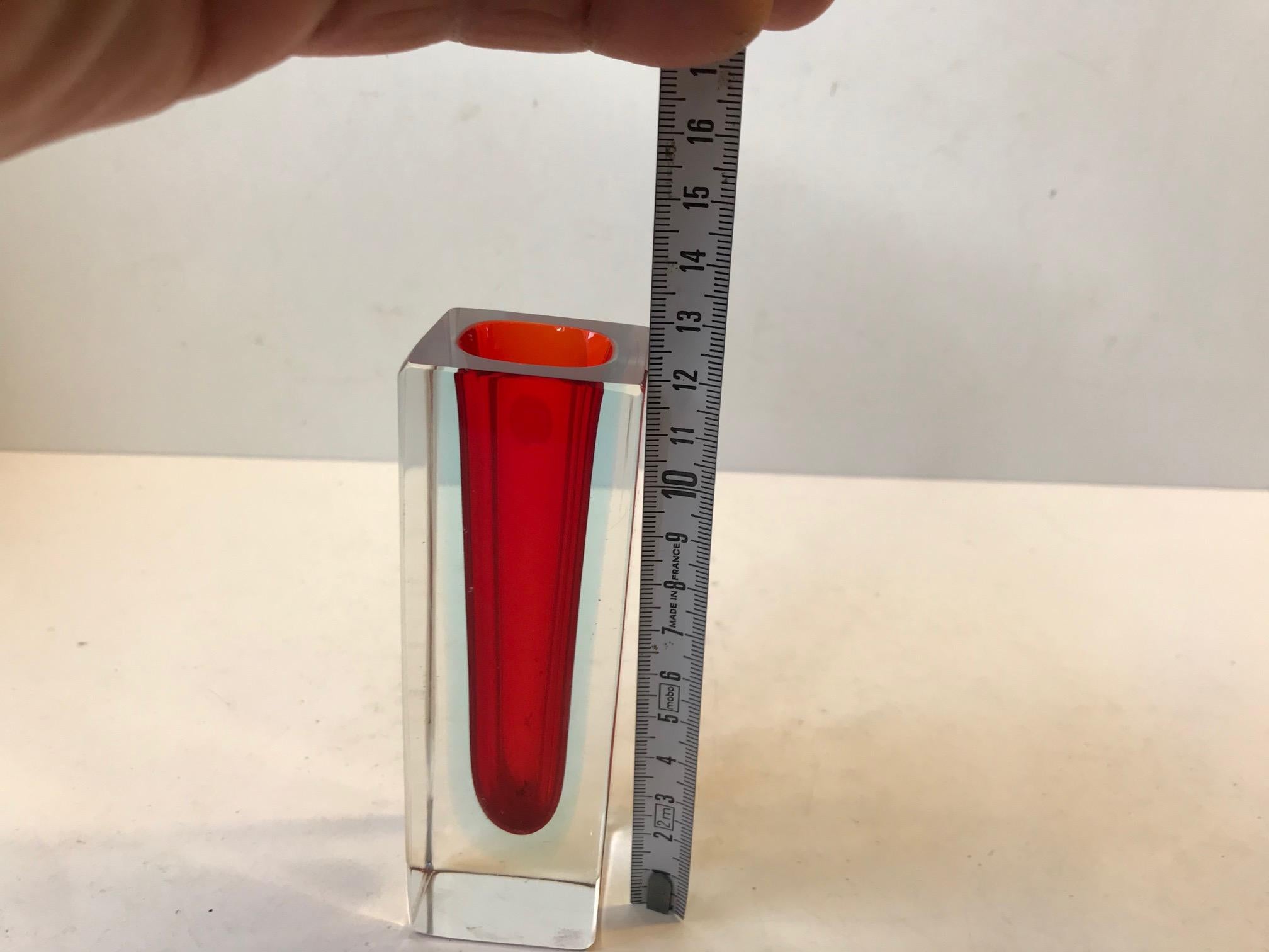 Red Italian Sommerso Murano Glass Vase by Alessandro Mandruzzato In Good Condition In Esbjerg, DK