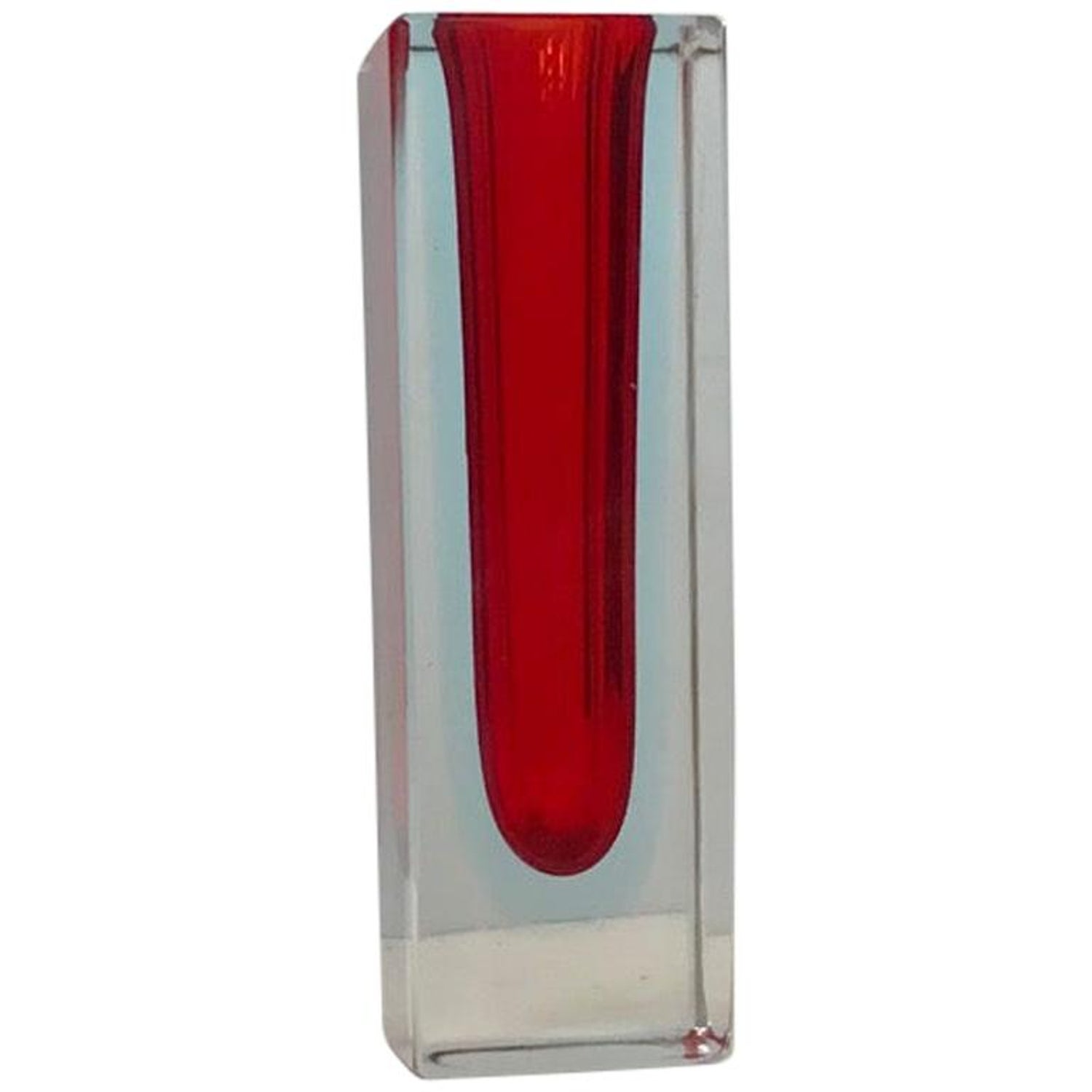 Red Italian Sommerso Murano Glass Vase by Alessandro Mandruzzato For Sale  at 1stDibs