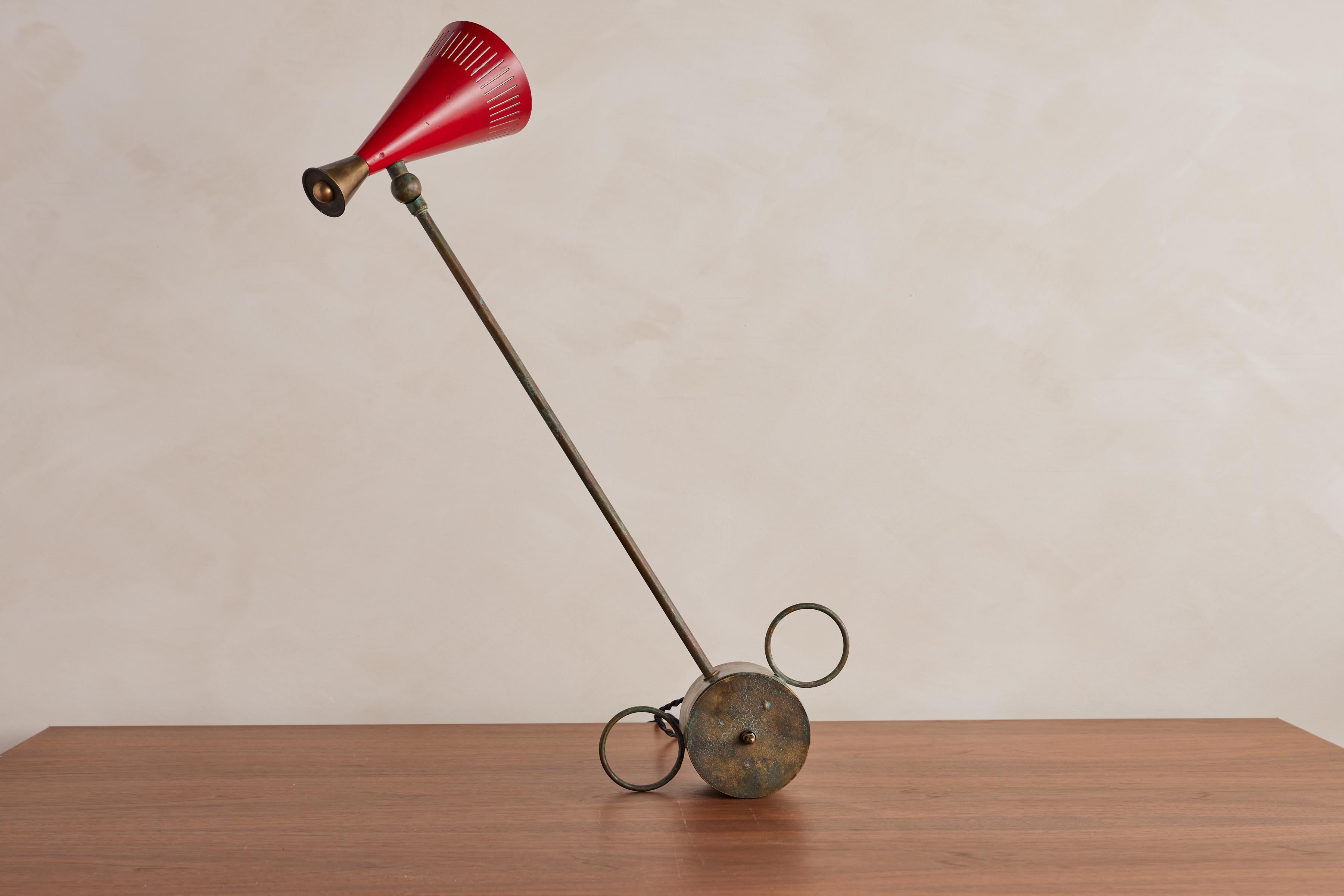 Aluminum Red Italian Task Lamp