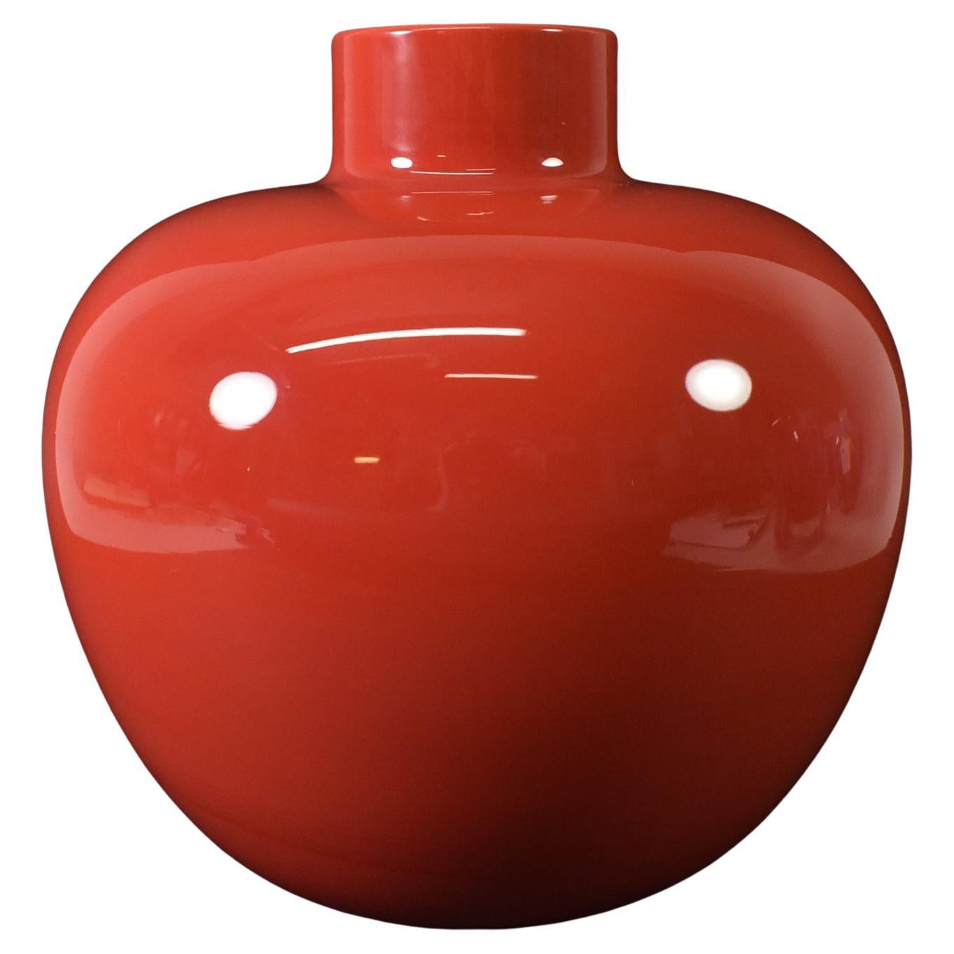 Vaso in vetro artistico rosso italiano di Venini, 1981, altezza 8,5