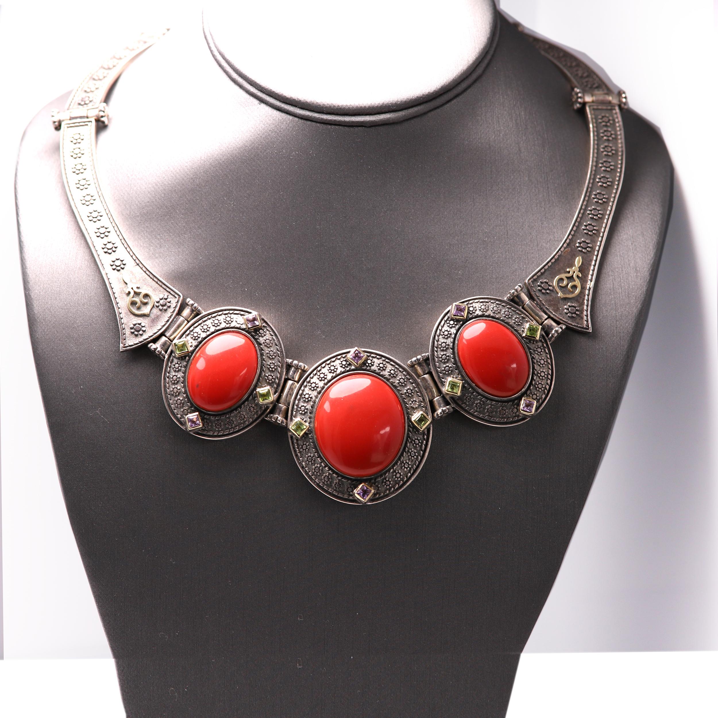 Rote italienische Halskette und Armband aus Sterlingsilber im viktorianischen Gothic-Stil im Angebot 7