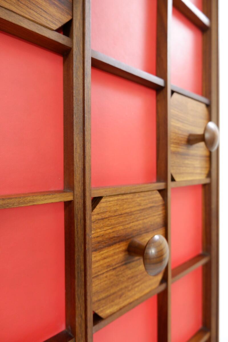 Mid-Century Modern Red Italian Wooden Coat Rack, 1960s For Sale