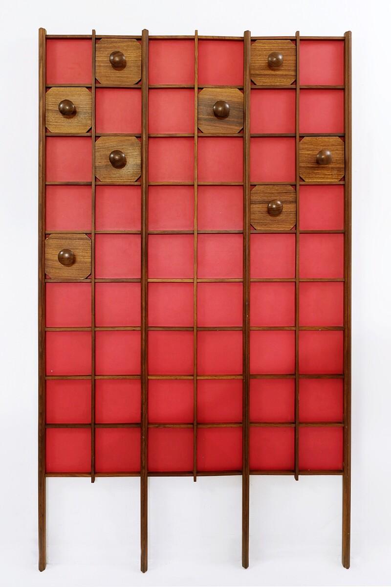 Late 20th Century Red Italian Wooden Coat Rack, 1960s For Sale