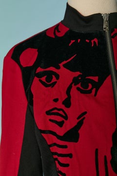 Chaqueta roja con estampado de caras negras CASTELBAJAC LEGEND