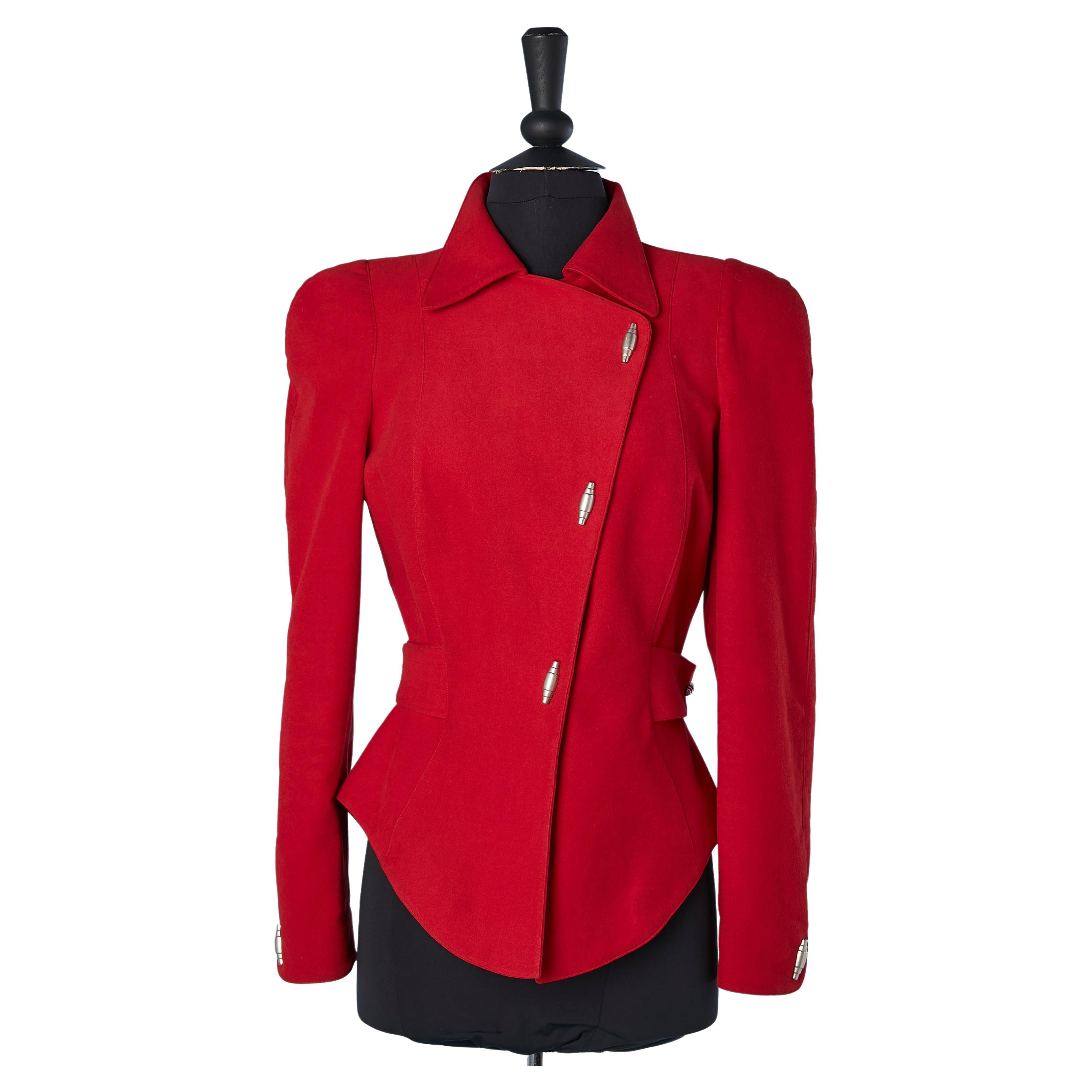 Red jacket with metallic snaps Thierry Mugler ACTIV  For Sale