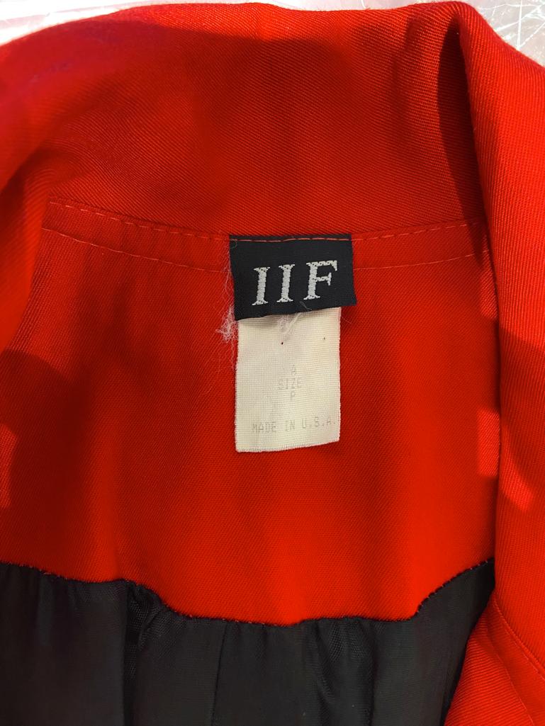 Red jacket with mini cape and leather and eyelet appliqué IIF Circa 1980's For Sale 2