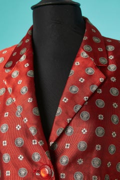 Chaqueta jacquard roja con Medusa y estampado floral V2 Versace Classic