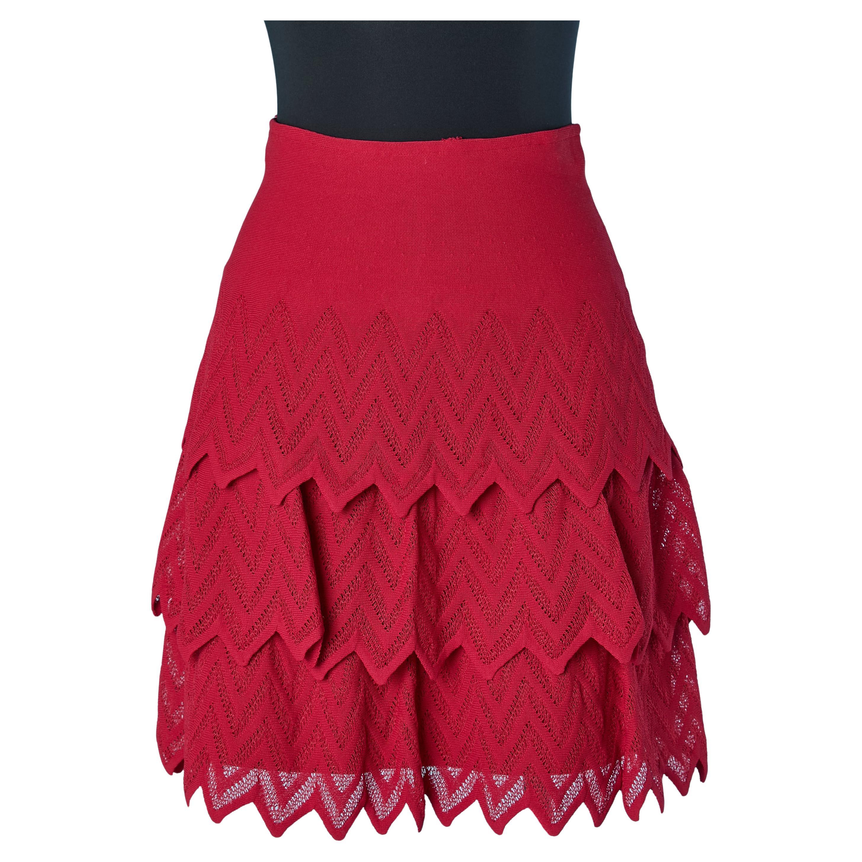 Red jacquard rayon skirt ALAIA en venta