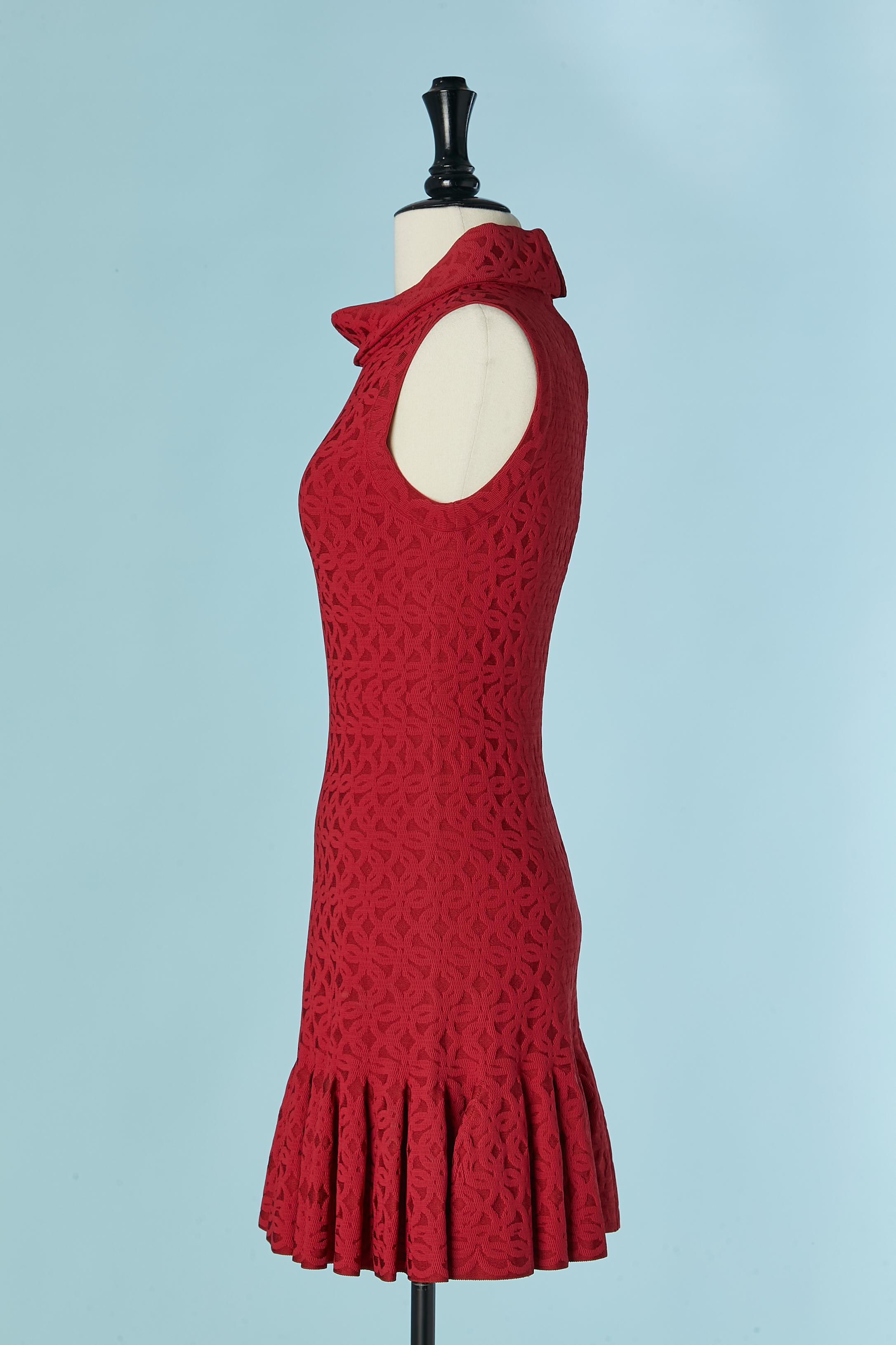 Vestido jacquard rojo sin mangas ALAIA en venta 1