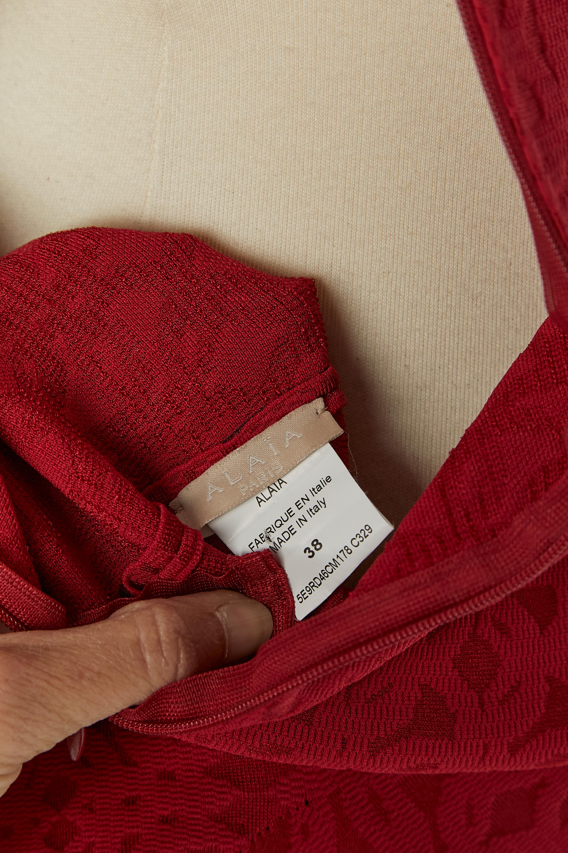 Vestido jacquard rojo sin mangas ALAIA en venta 3