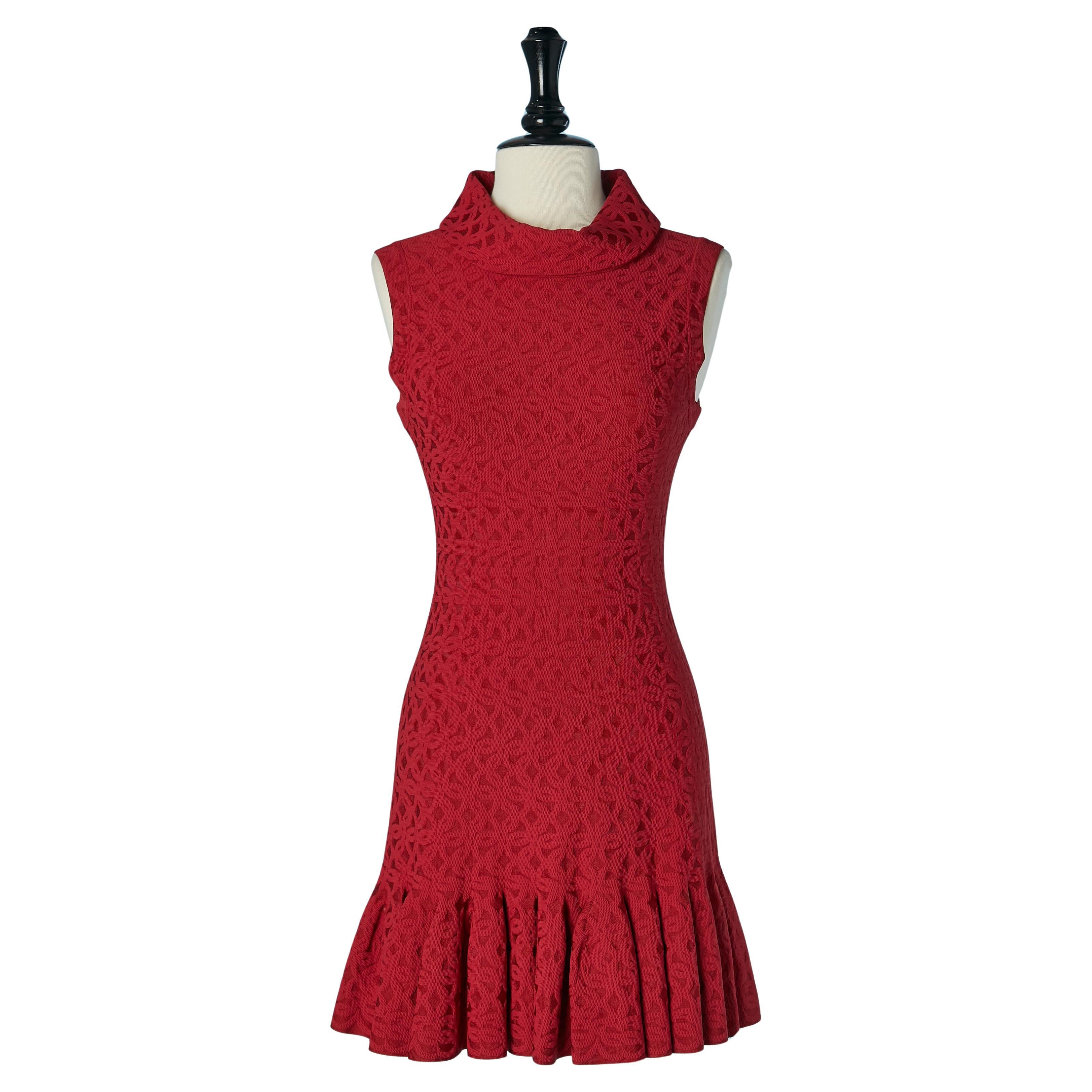 Vestido jacquard rojo sin mangas ALAIA en venta